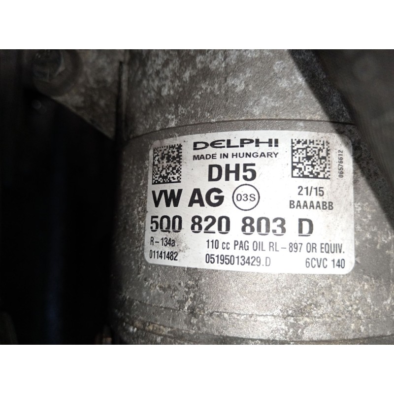 Recambio de compresor aire acondicionado para skoda rapid spaceback (nh1) 1.4 tdi referencia OEM IAM 5Q0820803D 6575894 