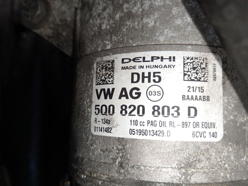 Recambio de compresor aire acondicionado para skoda rapid spaceback (nh1) 1.4 tdi referencia OEM IAM 5Q0820803D 6575894 