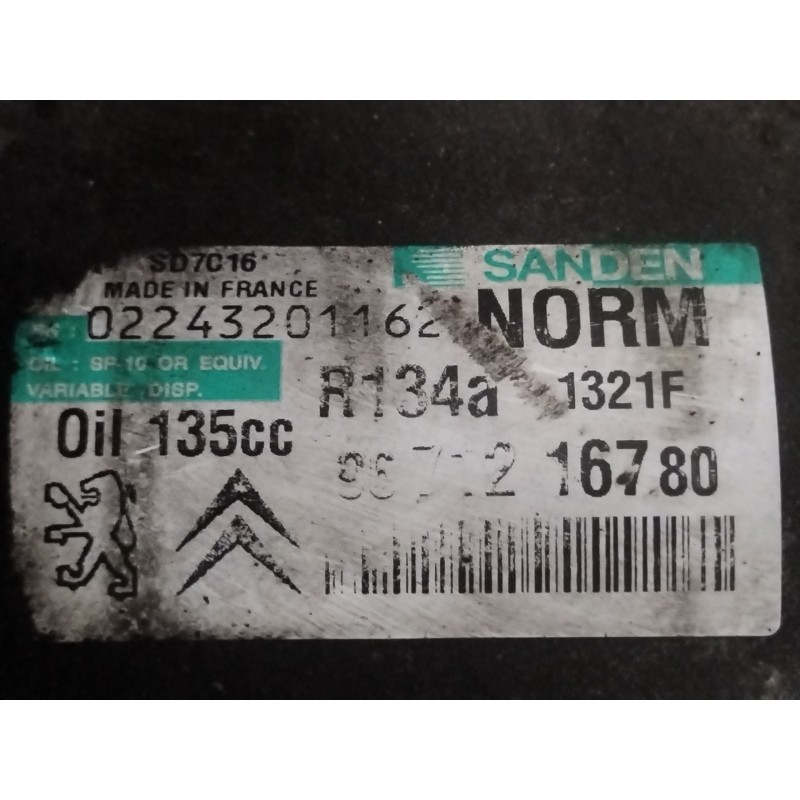 Recambio de compresor aire acondicionado para peugeot 5008 (0u_, 0e_) 1.6 hdi referencia OEM IAM 9671216780 SD7C16 