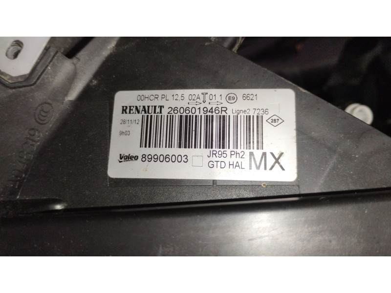 Recambio de faro izquierdo para renault scénic iii (jz0/1_) 1.2 tce referencia OEM IAM 260601946R 89906003 