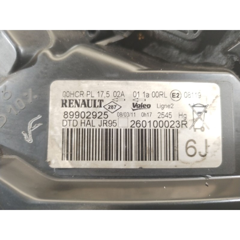 Recambio de faro derecho para renault scénic iii (jz0/1_) 1.5 dci referencia OEM IAM 260100023R 89902925 260108250R