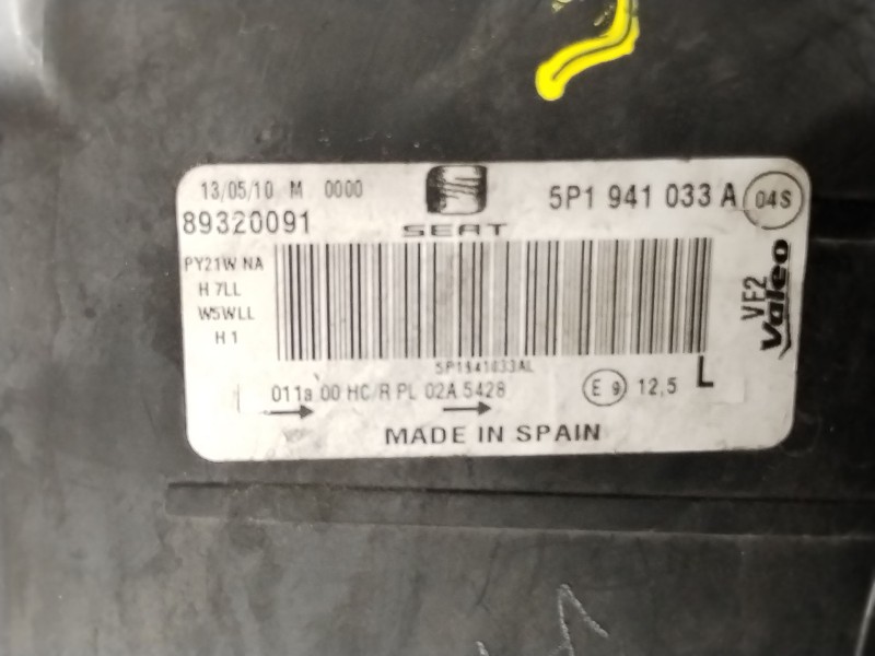 Recambio de faro izquierdo para seat altea (5p1) 1.4 tsi referencia OEM IAM 5P1941033A 89320091 
