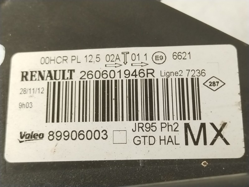 Recambio de faro izquierdo para renault scénic iii (jz0/1_) 1.2 tce referencia OEM IAM 260601946R 89906003 
