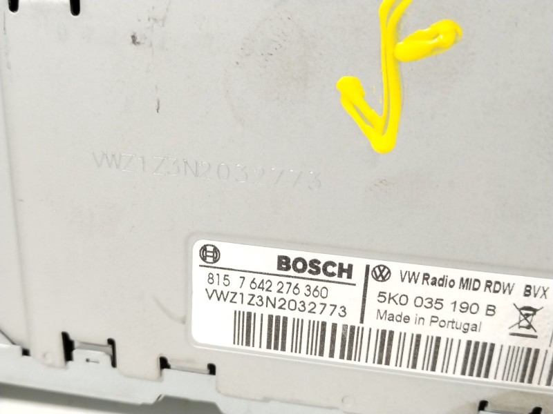 Recambio de sistema audio / radio cd para volkswagen golf vi (5k1) 1.4 tsi referencia OEM IAM 5K0035190B 8157642276360 