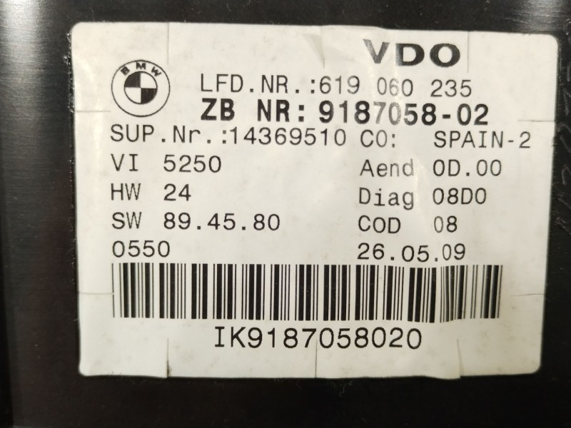 Recambio de cuadro instrumentos para bmw 3 coupé (e92) 320 i referencia OEM IAM 9187058 62109316145 