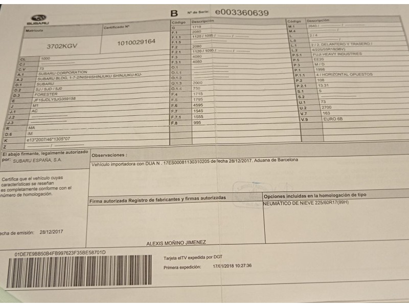 subaru forester (sj_) del año 2018