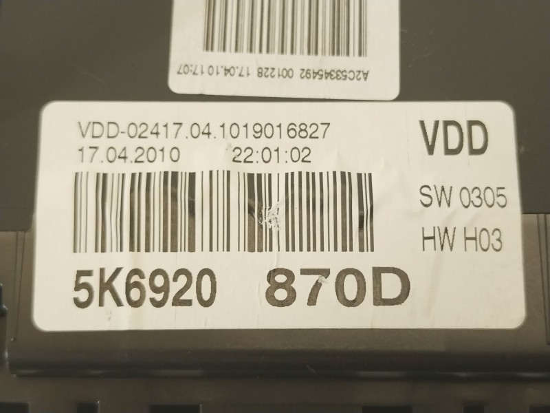 Recambio de cuadro instrumentos para volkswagen golf vi (5k1) 2.0 gti referencia OEM IAM 5K6920870D  