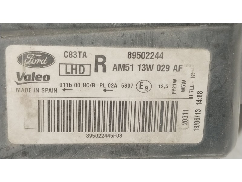 Recambio de faro derecho para ford grand c-max van 2.0 tdci referencia OEM IAM AM5113W029AF 89502244 