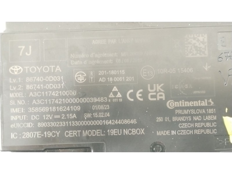 Recambio de modulo electronico para toyota yaris (_p21_, _pa1_, _ph1_) 1.5 hybrid (mxph11) referencia OEM IAM 867400D031  