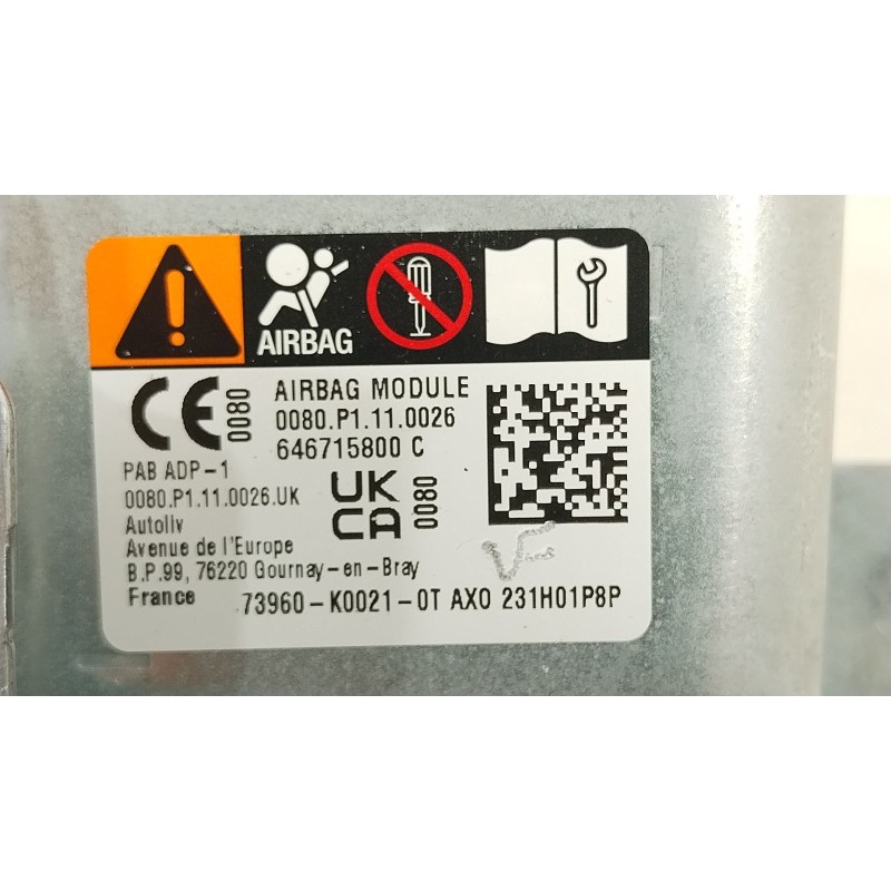 Recambio de airbag delantero derecho para toyota yaris (_p21_, _pa1_, _ph1_) 1.5 hybrid (mxph11) referencia OEM IAM 73960K0021  