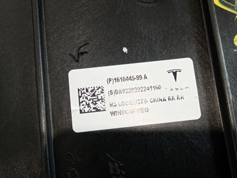 Recambio de elevalunas trasero derecho para tesla model 3 ev referencia OEM IAM 161644599A 1A002247A 