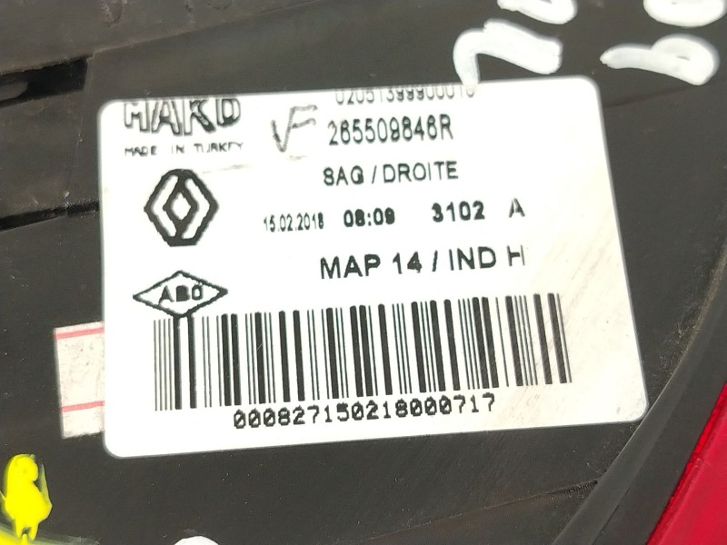 Recambio de piloto trasero derecho para renault clio iv (bh_) 1.5 dci 75 referencia OEM IAM 265509846R  