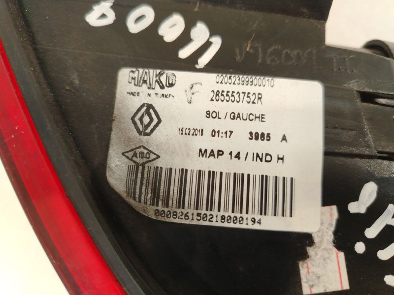 Recambio de piloto trasero izquierdo para renault clio iv (bh_) 1.5 dci 75 referencia OEM IAM 265553752R  