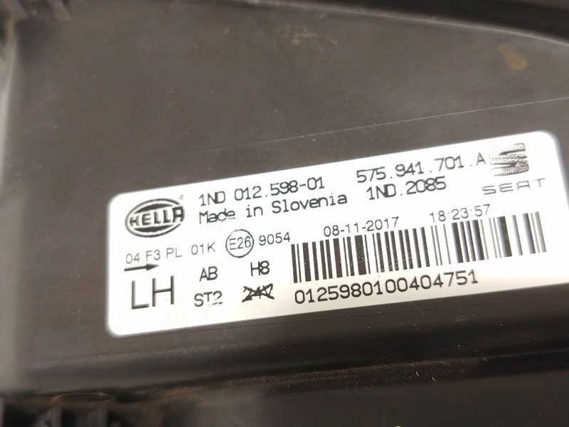 Recambio de faro antiniebla izquierdo para seat leon (5f1) 1.4 tsi referencia OEM IAM 575941701A 1ND01259801 