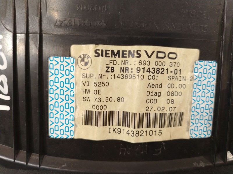 Recambio de cuadro instrumentos para bmw 3 coupé (e92) 320 i referencia OEM IAM 9143821 693000370 A2C53113047