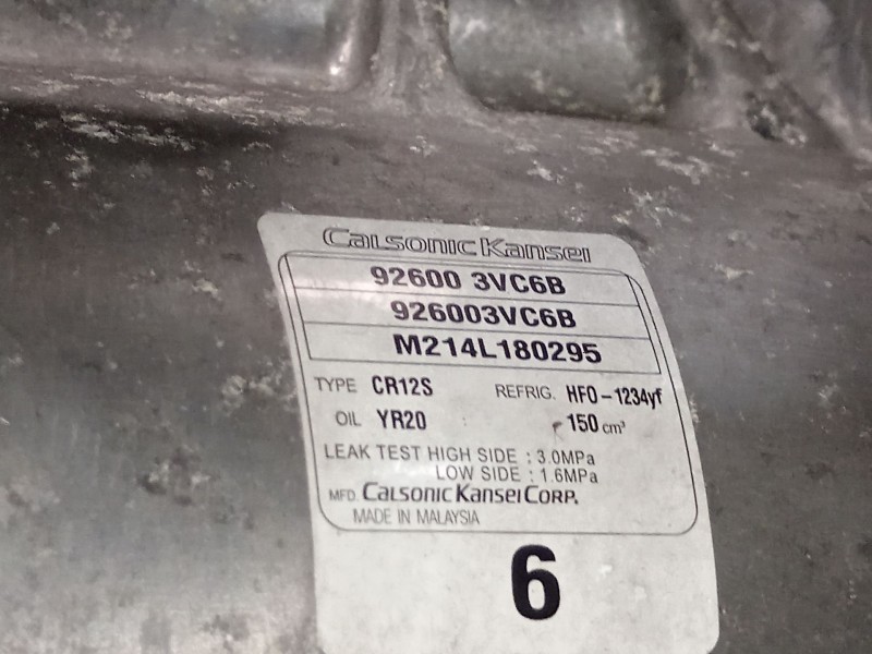 Recambio de compresor aire acondicionado para nissan note (e12) 1.5 dci referencia OEM IAM 926003VC6B M214L180295 