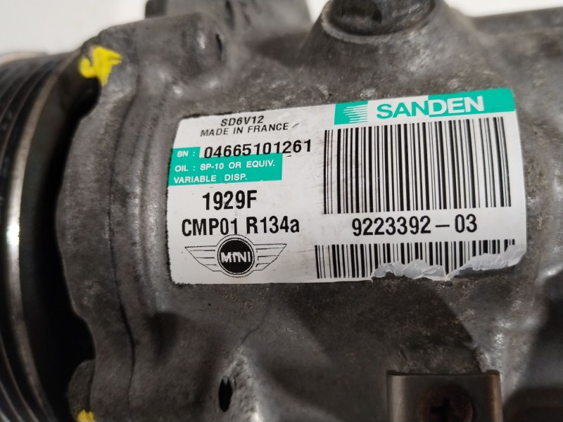 Recambio de compresor aire acondicionado para mini mini (r56) cooper s referencia OEM IAM 922339203 SD6V12 