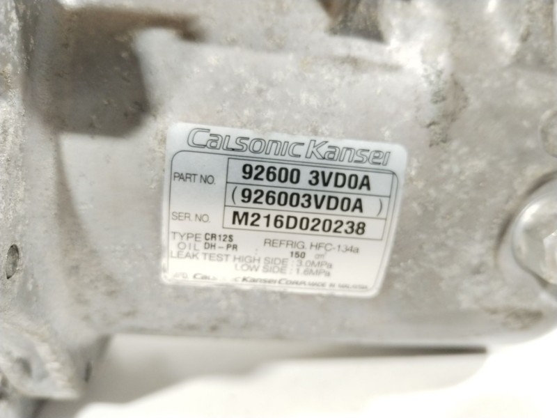 Recambio de compresor aire acondicionado para nissan juke (f15) 1.5 dci referencia OEM IAM 926003VD0A M216D020238 926003VD0A