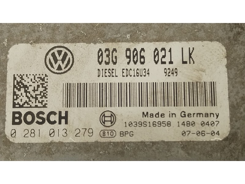 Recambio de centralita motor uce para seat leon (1p1) 1.9 tdi referencia OEM IAM 03G906021LK 0281013279 