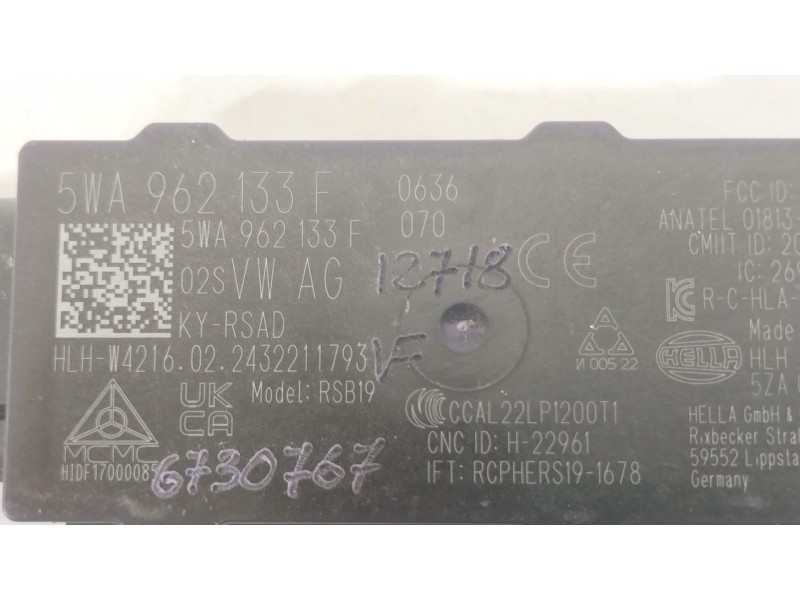 Recambio de modulo electronico para cupra formentor formentor cupra 150 ehyb referencia OEM IAM 5WA962133F  