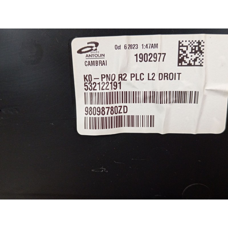 Recambio de guarnecido puerta trasera derecha para peugeot traveller autobús (v_) 2.0 bluehdi 145 referencia OEM IAM 98098780ZD 