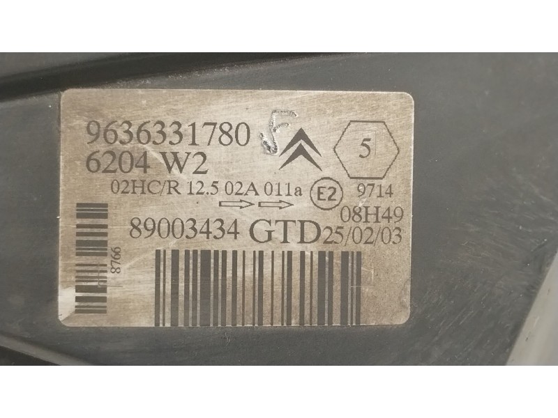 Recambio de faro izquierdo para citroën saxo (s0, s1) 1.5 d referencia OEM IAM 6204W2 963631780 89003434