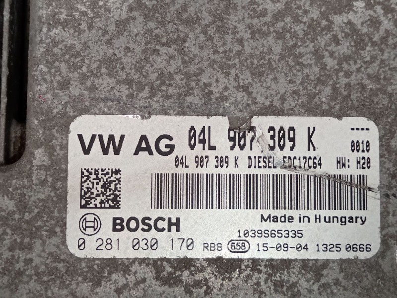 Recambio de centralita motor uce para skoda yeti (5l) 2.0 tdi referencia OEM IAM 04L907309K 0281030170 