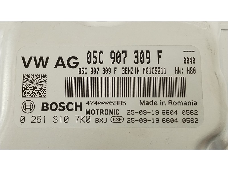 Recambio de centralita motor uce para seat arona (kj7, kjp) 1.0 tgi referencia OEM IAM 05C907309F 0261S107K0 