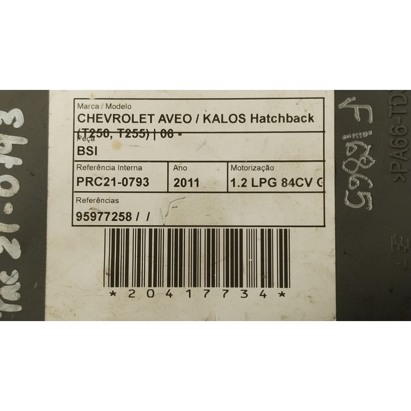 Recambio de caja reles / fusibles para chevrolet aveo / kalos hatchback (t250, t255) 1.2 referencia OEM IAM 95977258 AK62309 