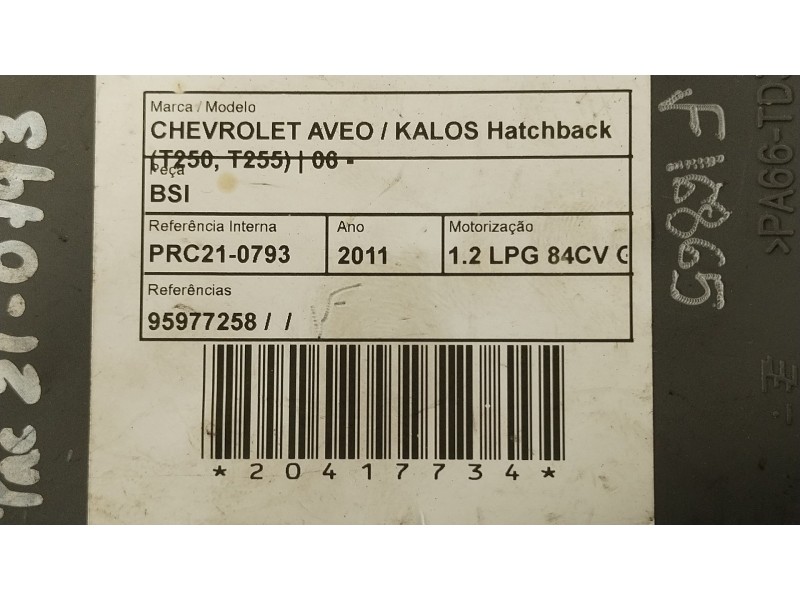 Recambio de caja reles / fusibles para chevrolet aveo / kalos hatchback (t250, t255) 1.2 referencia OEM IAM 95977258 AK62309 