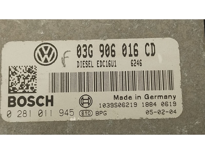 Recambio de centralita motor uce para volkswagen touran (1t1, 1t2) 1.9 tdi referencia OEM IAM 03G906016CD 0281011945 