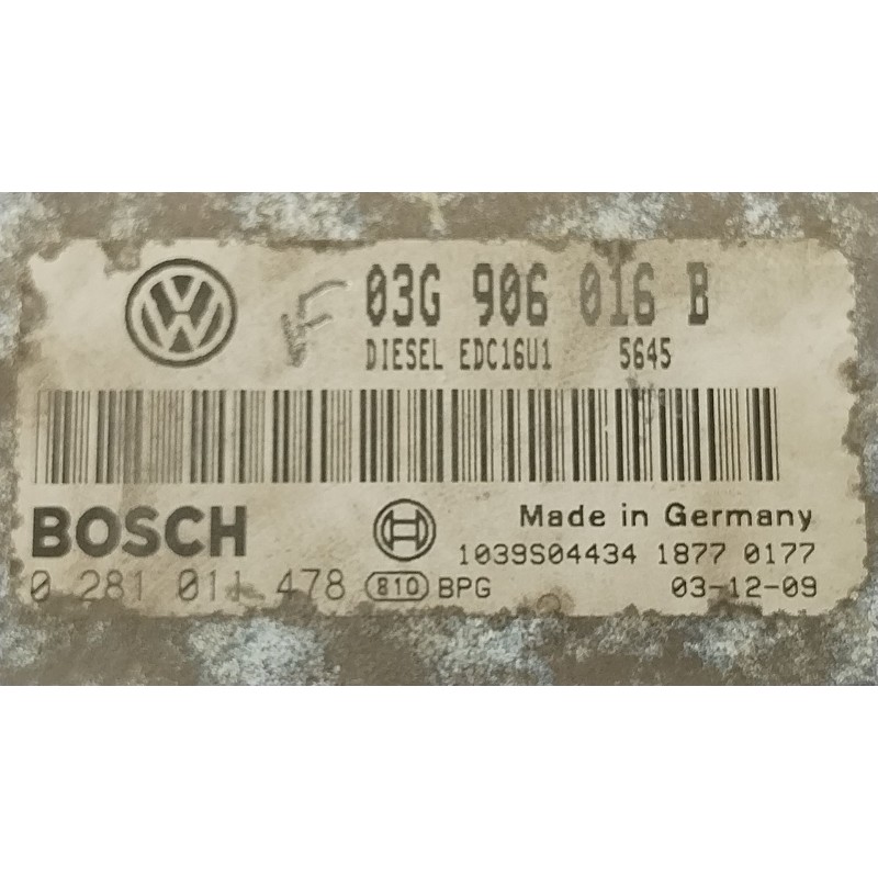 Recambio de centralita motor uce para volkswagen golf v (1k1) 1.9 tdi referencia OEM IAM 03G906016B 0281011478 