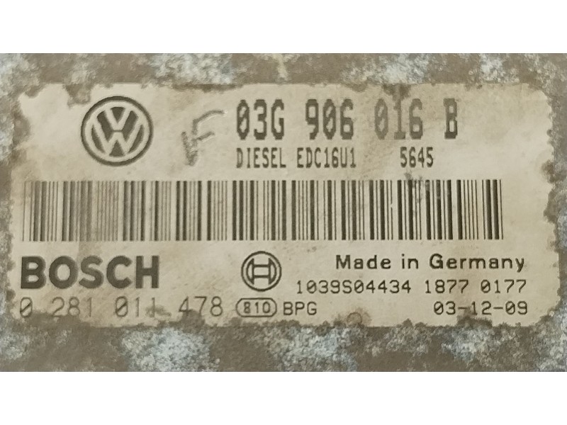Recambio de centralita motor uce para volkswagen golf v (1k1) 1.9 tdi referencia OEM IAM 03G906016B 0281011478 