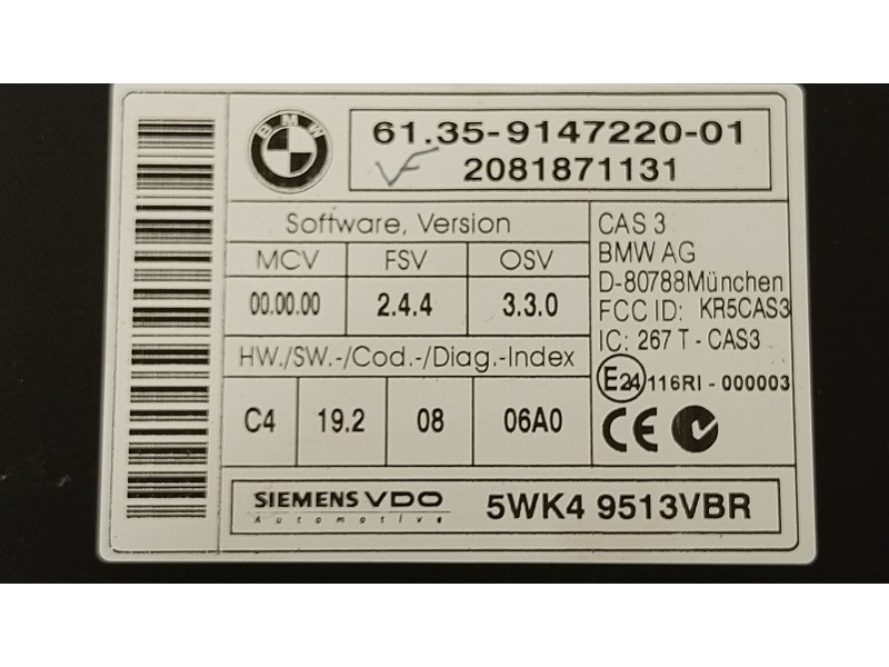 Recambio de modulo confort para bmw 1 (e81) 120 d referencia OEM IAM 61359147220  