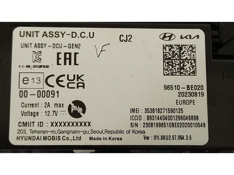 Recambio de modulo electronico para hyundai kona (os, ose, osi) 1.6 gdi hybrid referencia OEM IAM 96510BE020  