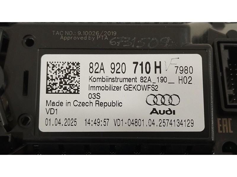 Recambio de cuadro instrumentos para audi a1 sportback (gba) 30 tfsi referencia OEM IAM 82A920710H  