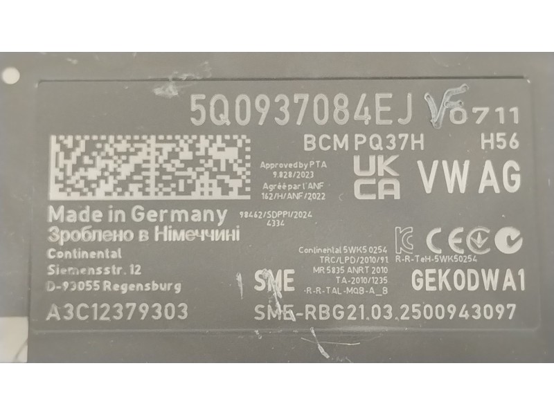 Recambio de modulo electronico para audi a1 sportback (gba) 30 tfsi referencia OEM IAM 5Q0937084EJ A3C12379303 