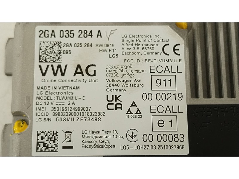 Recambio de modulo electronico para audi a1 sportback (gba) 30 tfsi referencia OEM IAM 2GA035284A  