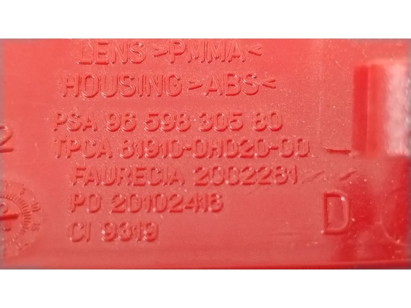 Recambio de piloto trasero derecho para peugeot traveller autobús (v_) 2.0 bluehdi 145 referencia OEM IAM 9659830580  