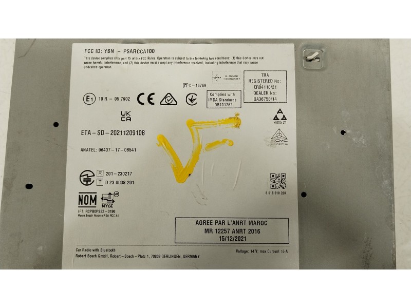 Recambio de sistema audio / radio cd para peugeot traveller autobús (v_) 2.0 bluehdi 145 referencia OEM IAM 9855270480  