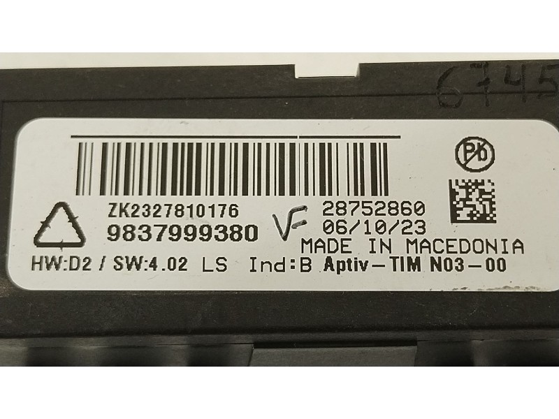 Recambio de modulo electronico para peugeot traveller autobús (v_) 2.0 bluehdi 145 referencia OEM IAM 9837999380  