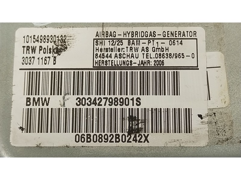 Recambio de airbag lateral delantero izquierdo para bmw x3 (e83) 2.0d referencia OEM IAM 30342798901S 1015498930132 