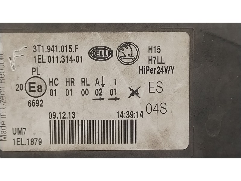 Recambio de faro izquierdo para skoda superb ii (3t4) 2.0 tdi 16v referencia OEM IAM 3T1941015F 1EL01131401 