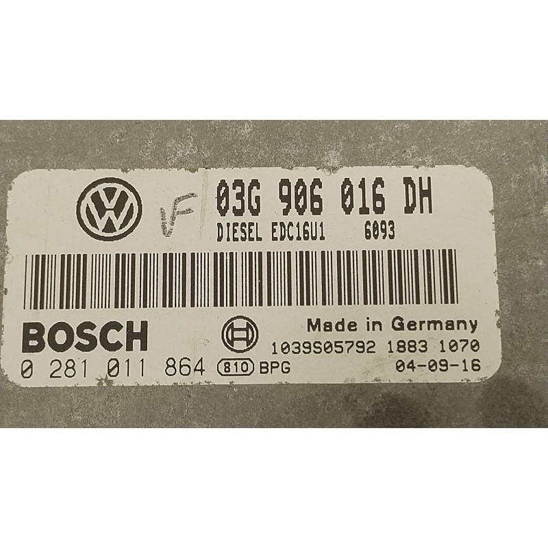Recambio de centralita motor uce para seat toledo iii (5p2) 1.9 tdi referencia OEM IAM 03G906016DH 0281011864 