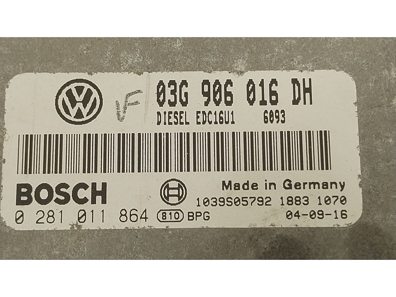 Recambio de centralita motor uce para seat toledo iii (5p2) 1.9 tdi referencia OEM IAM 03G906016DH 0281011864 