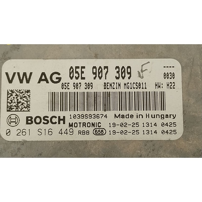 Recambio de centralita motor uce para seat leon st (5f8) 1.5 tsi referencia OEM IAM 05E907309 0261S16449 