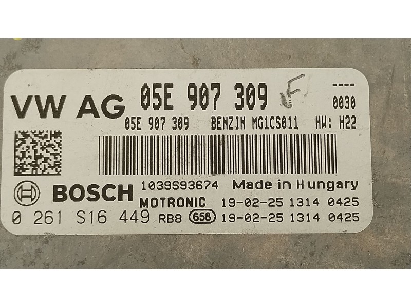 Recambio de centralita motor uce para seat leon st (5f8) 1.5 tsi referencia OEM IAM 05E907309 0261S16449 
