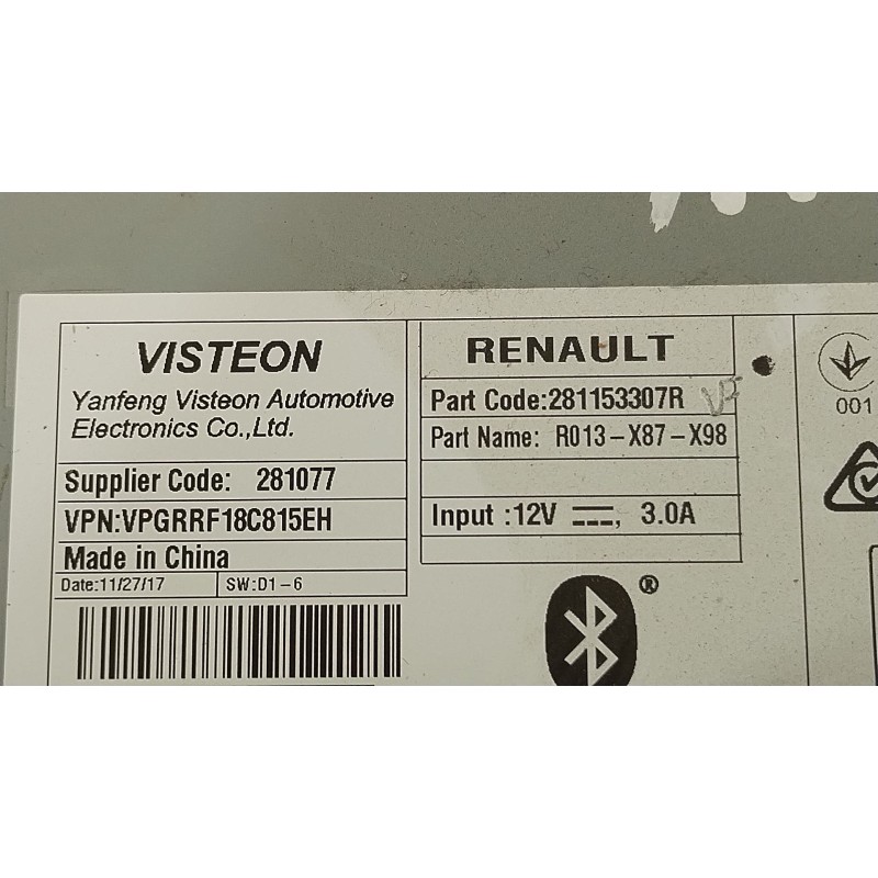 Recambio de sistema audio / radio cd para renault clio iv (bh_) 1.5 dci 75 referencia OEM IAM 281153307R  
