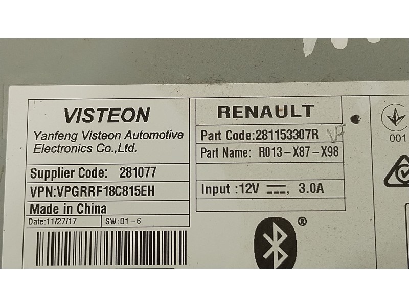 Recambio de sistema audio / radio cd para renault clio iv (bh_) 1.5 dci 75 referencia OEM IAM 281153307R  