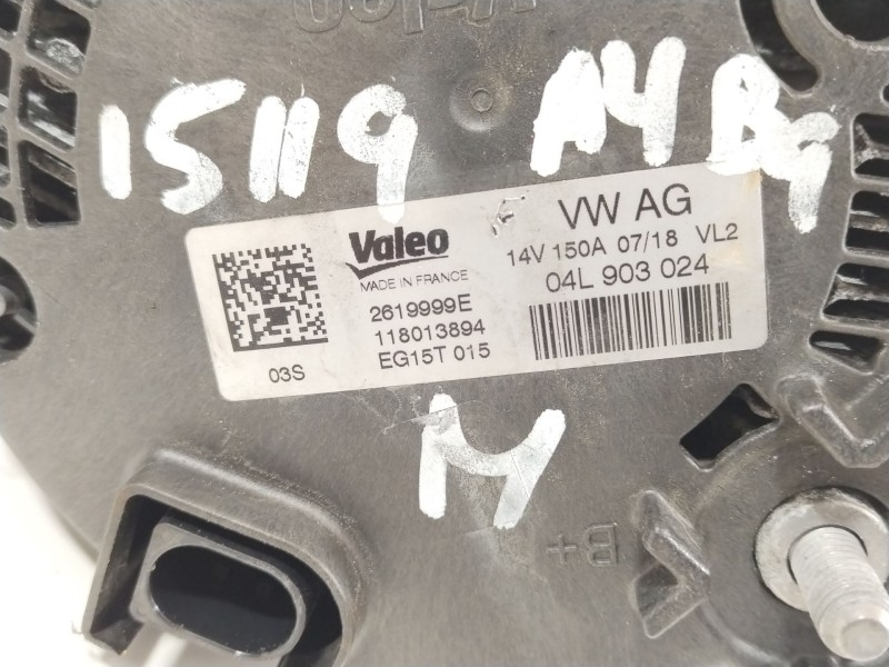 Recambio de alternador para audi a4 b9 avant (8w5, 8wd) 2.0 tdi referencia OEM IAM 04L903024  
